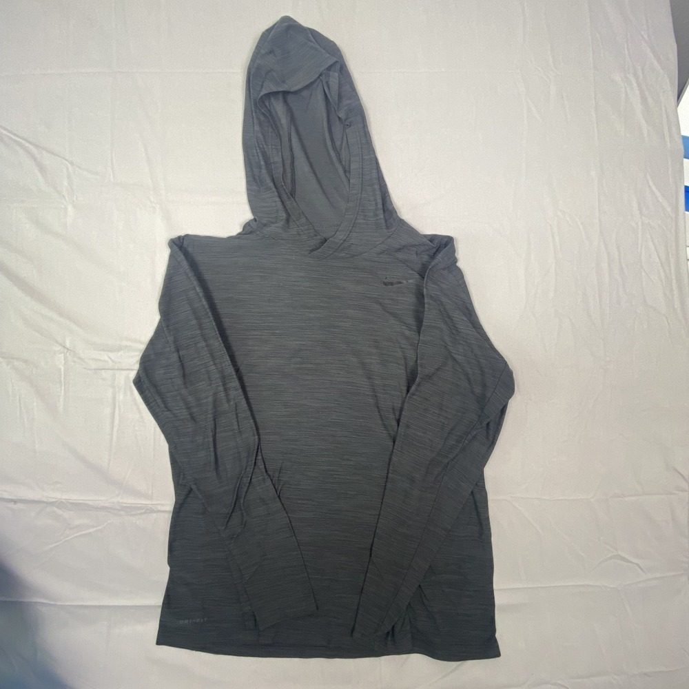 Nike Dri Fit Academy Hoodie Men Large Heather Gray Swoosh Logo Streetwear Casual